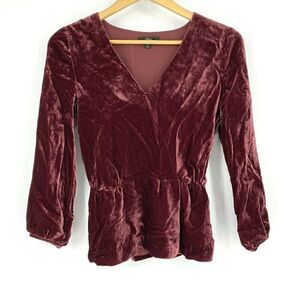 J Crew Top Faux Wrap Velvet Blouse
